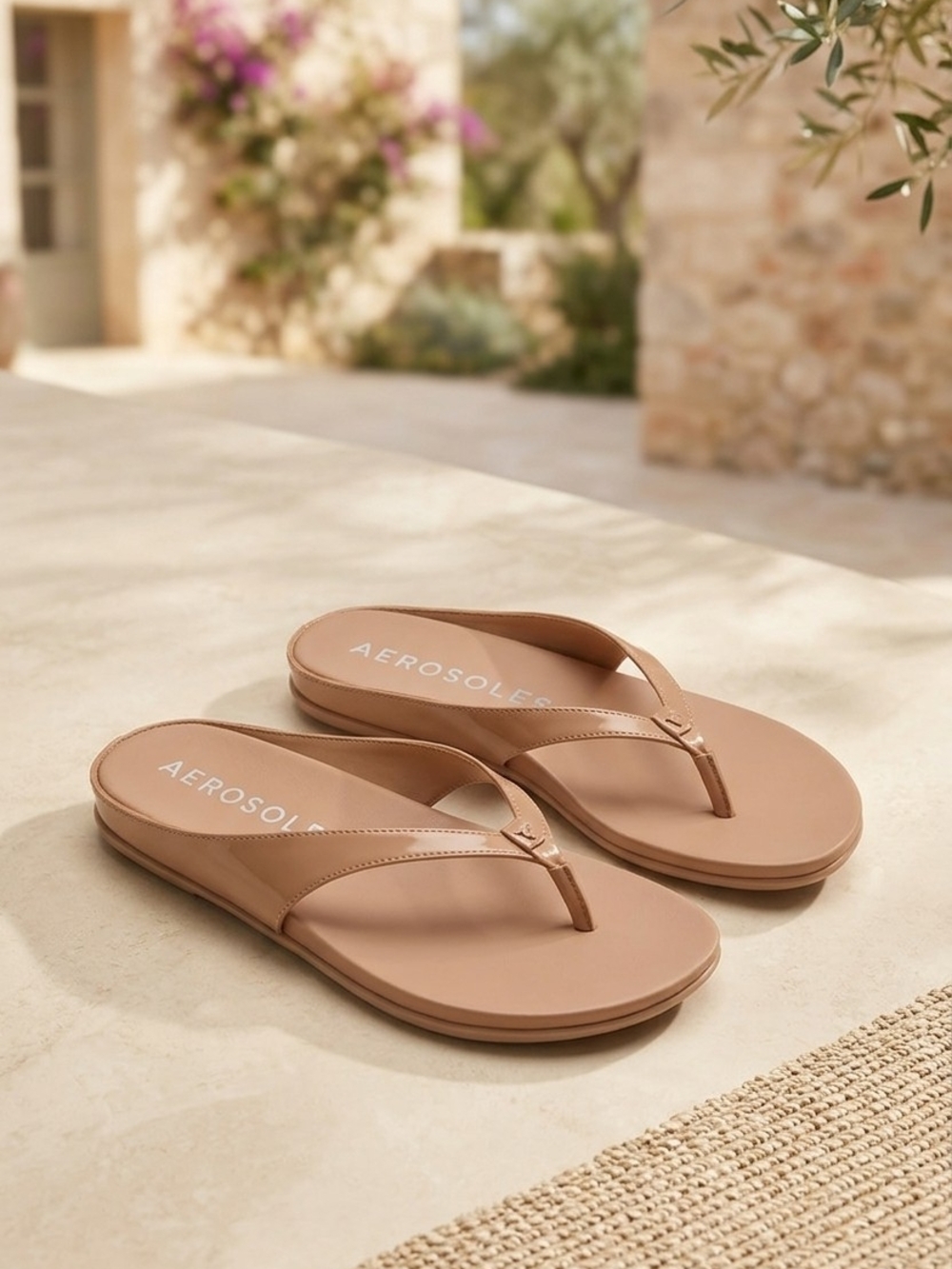 AEROSOLES Nude Tan Thong Sandals
